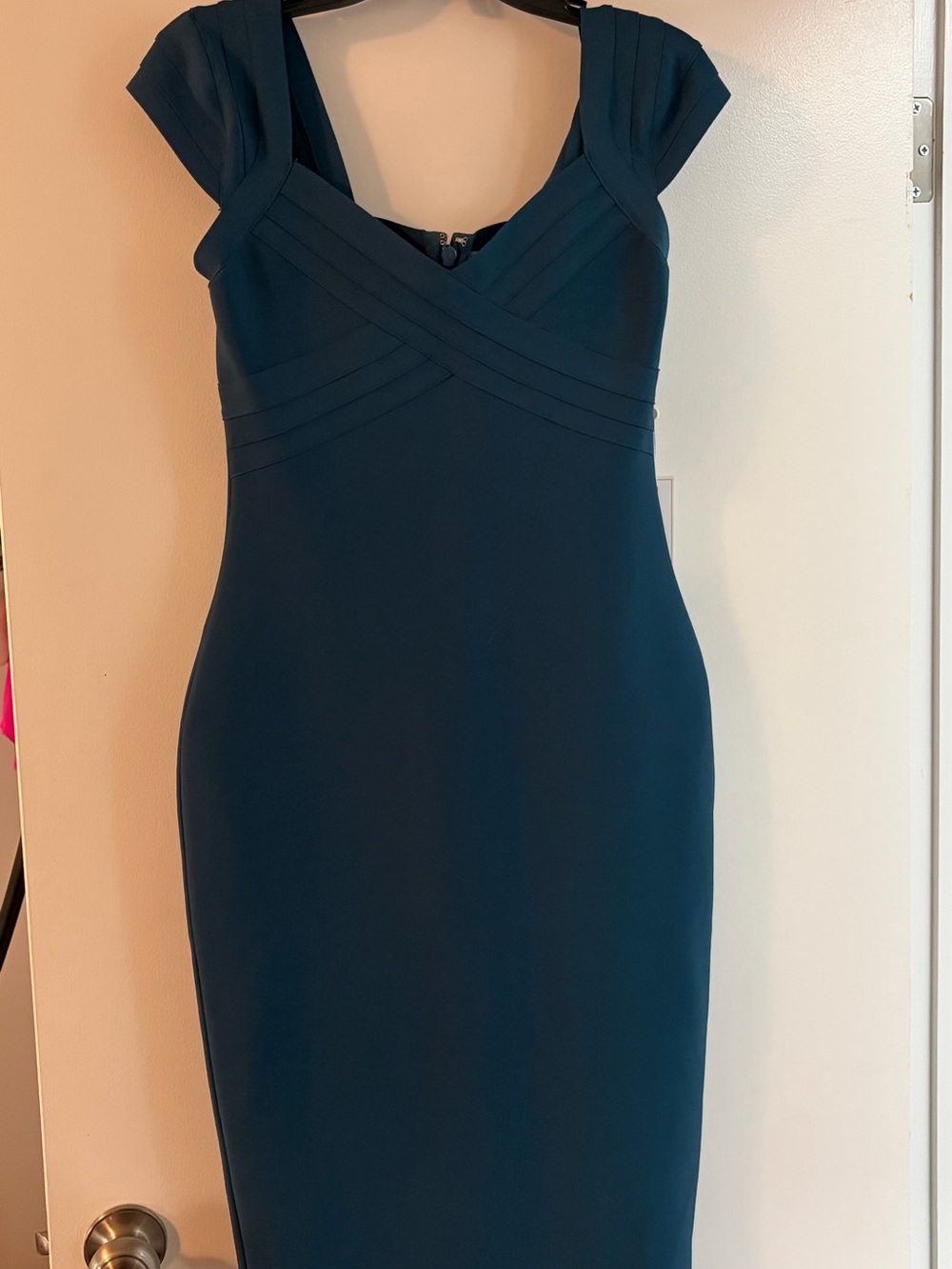 Siena Studio Teal Cap-Sleeve Sheath Midi Dress